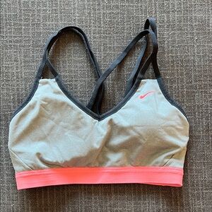 Nike Light Gray and Pink Sports Bra
